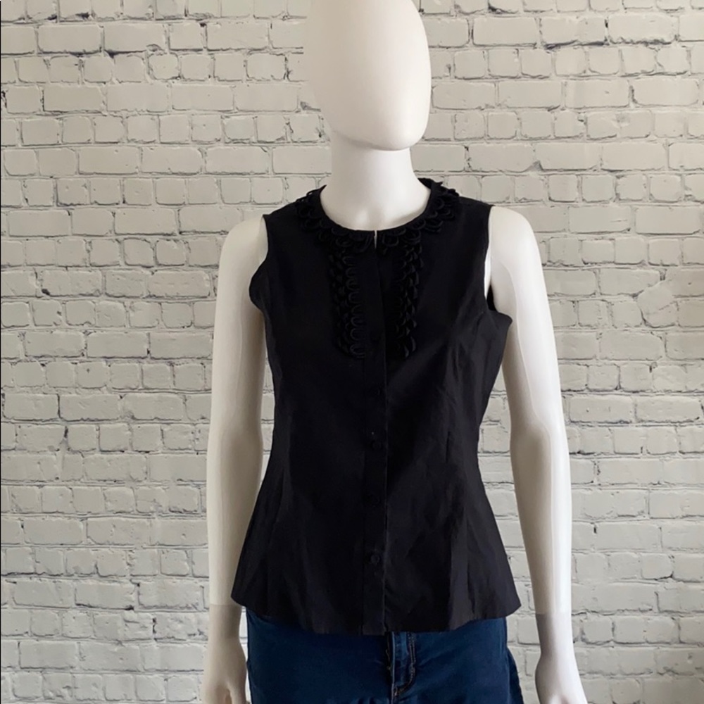 Talbots Black sleeveless button down Top